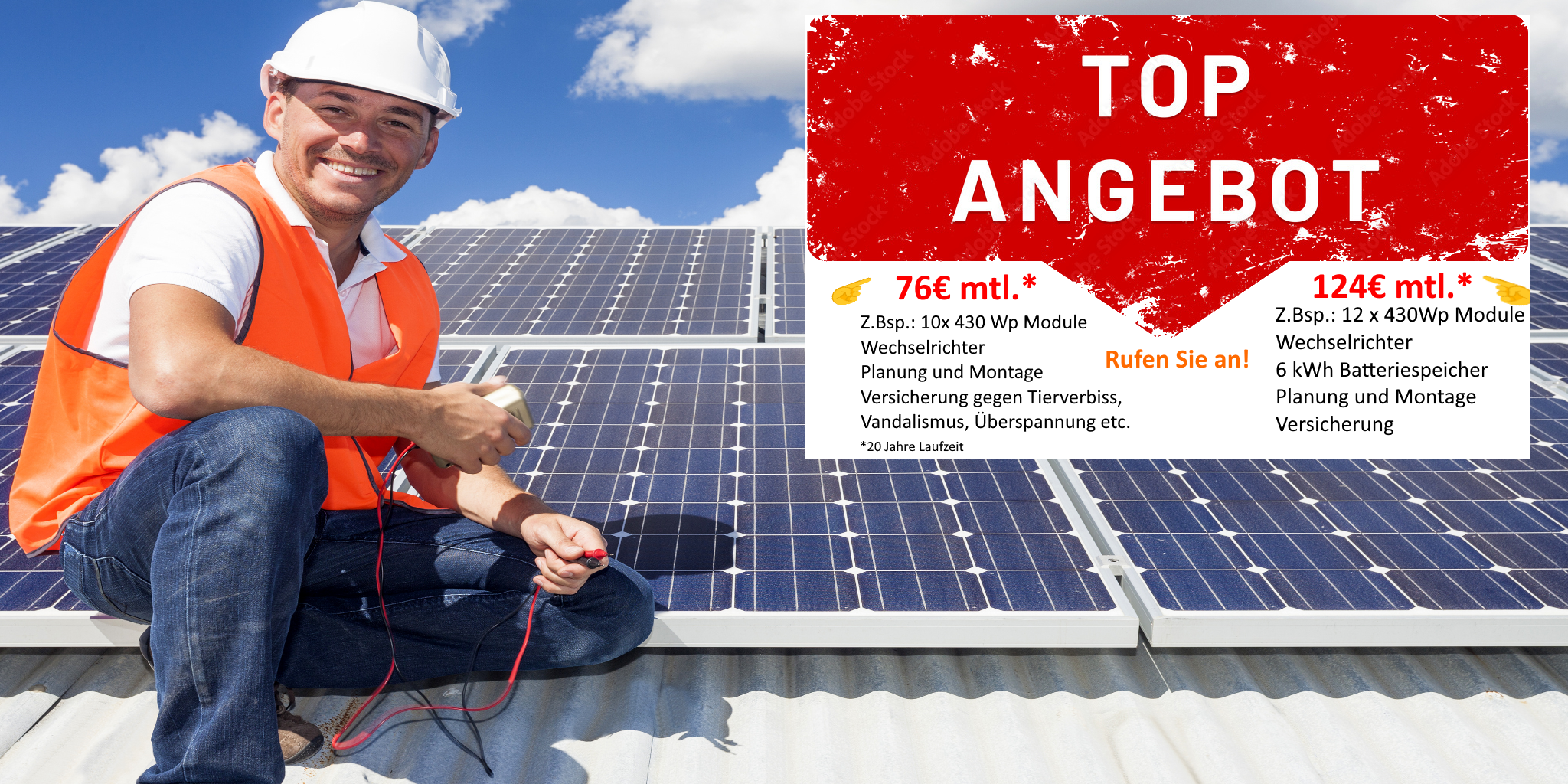 Solaranlage für 76€ mtl.